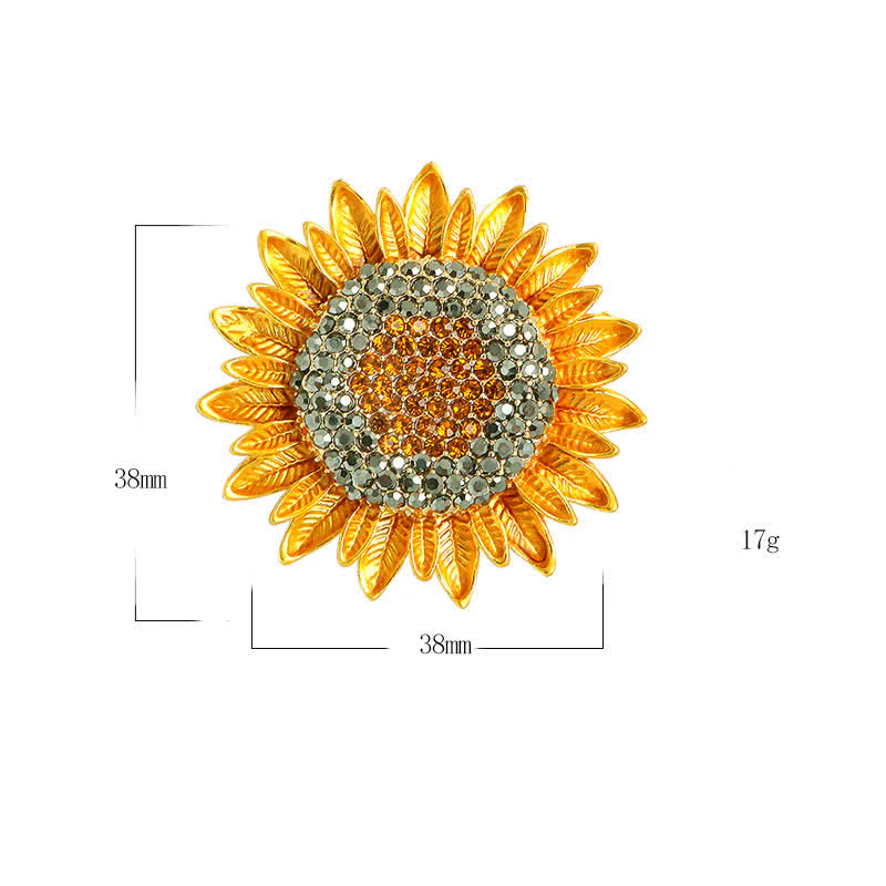 Women's Yellow Sunflower Rhinestone Brooch - Image 5