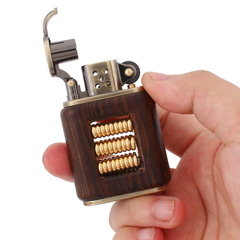 Wooden Body Decorative Metal Ring Kerosene Lighter - Image 2