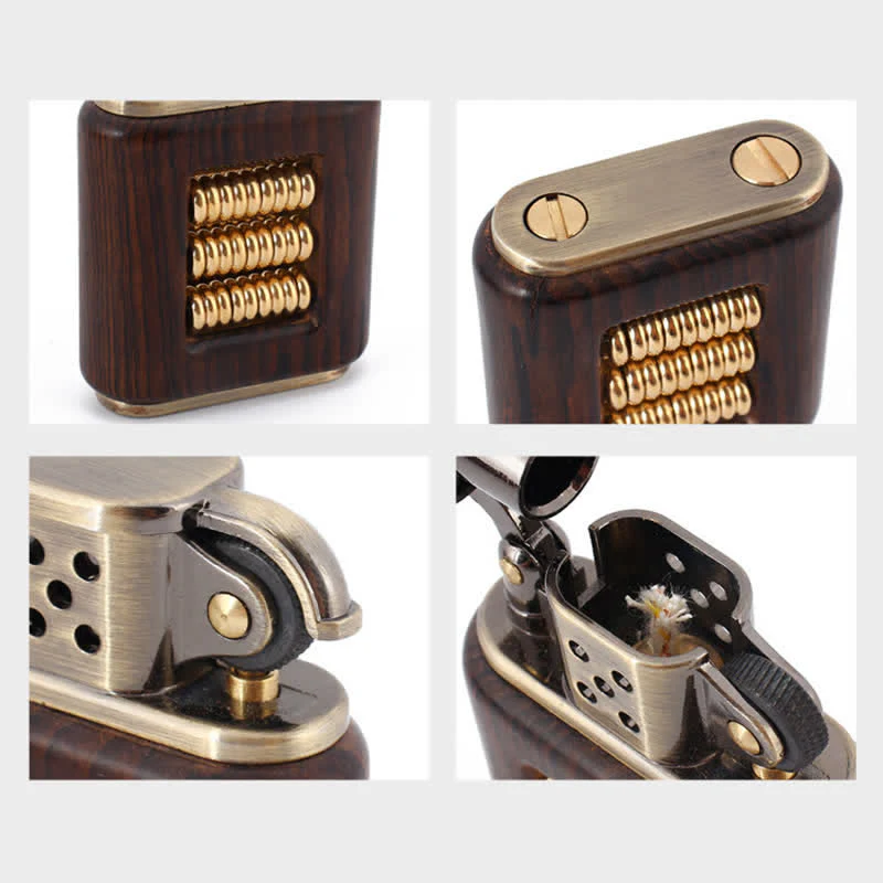 Wooden Body Decorative Metal Ring Kerosene Lighter - Image 5
