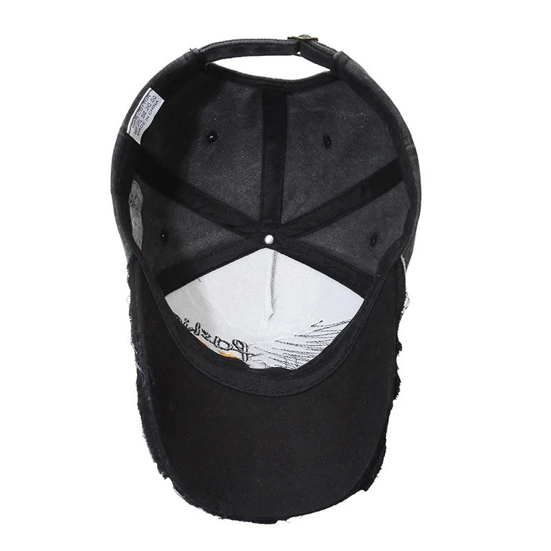 Worn-In Distressed Denim Embroidered Graphic Star Accent Multi Color Baseball Cap - Image 5