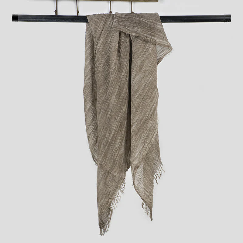 Wrinkle Design Lightweight Cotton Linen Thin Scarf - Image 3