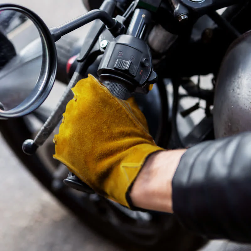 Yellow Cowhide Leather Garden Insulated Work Gloves - Image 2