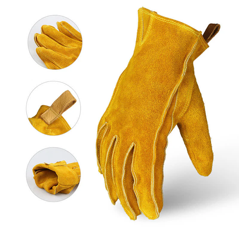 Yellow Cowhide Leather Garden Insulated Work Gloves - Image 3