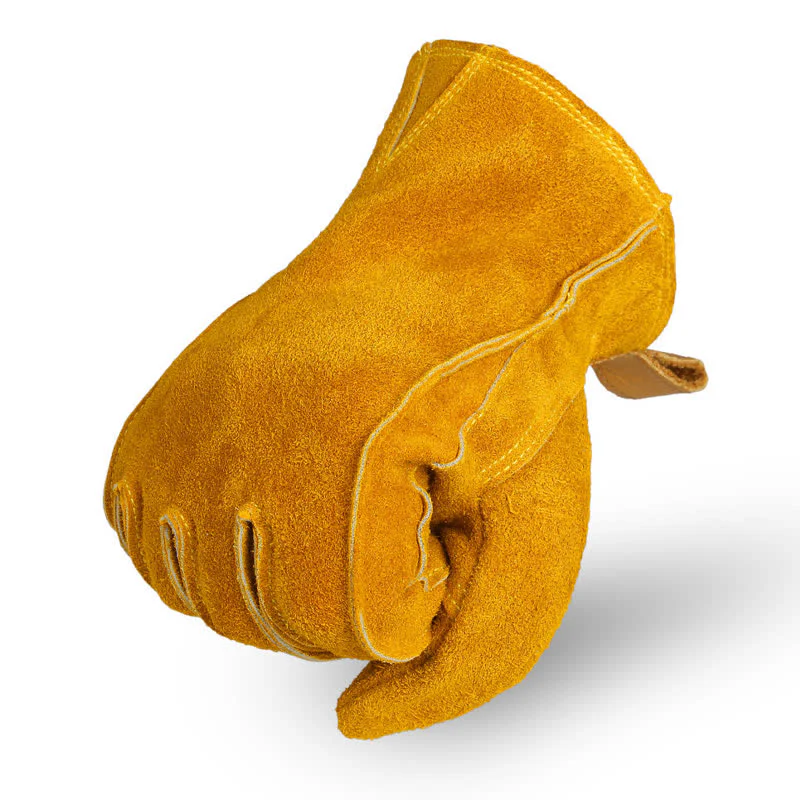 Yellow Cowhide Leather Garden Insulated Work Gloves - Image 5