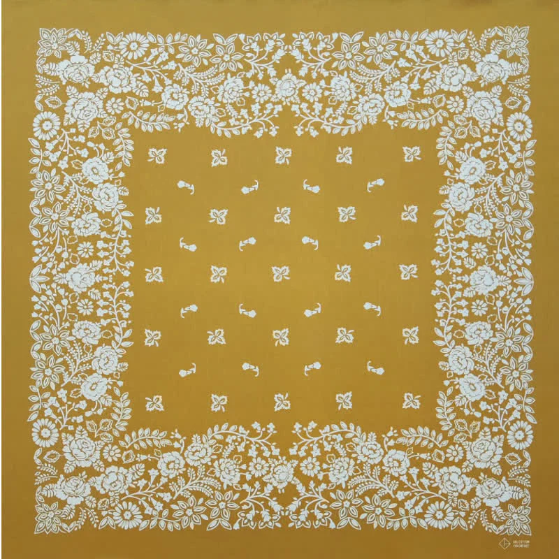 Yellow & White Pirate Skeleton Skull Print Square Scarf - Image 11