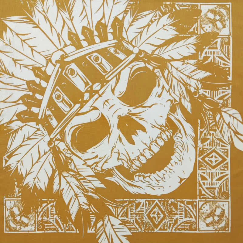Yellow & White Pirate Skeleton Skull Print Square Scarf - Image 8
