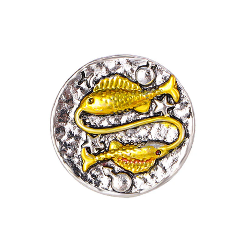 Zodiac Sign Retro Starry Round Alloy Buttons - Image 14